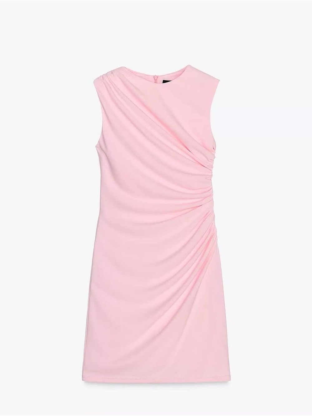 Zara Light Pink Sleeveless Ruched Mini Dress